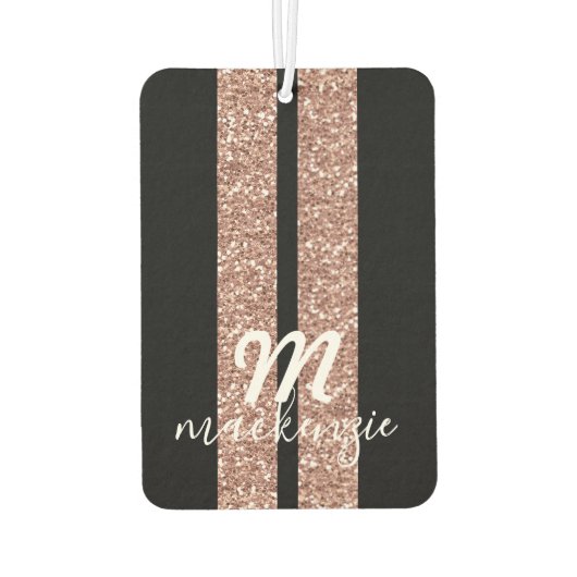 Rose Gold Rosa Glitzer Racing Streifen Custom Car Autolufterfrischer (Rückseite)