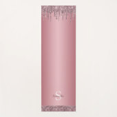 Rose Gold Rosa Glitzer Sparkeller Tropfen Monogram Yogamatte (Vorderseite)