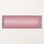 Rose Gold Rosa Glitzer Sparkeller Tropfen Monogram Yogamatte (Vorderseite (Horizontal))