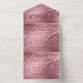 Rose Gold Rosa Glitzer Sparkle Moderne Süße 16 All In One Einladung (Innen Boden)