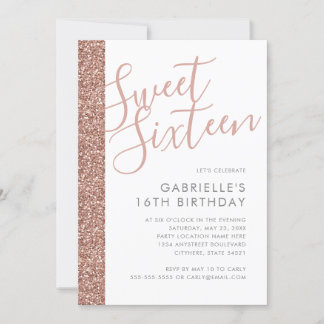Rose Gold Rosa Glitzer Streifen Minimalistisch Swe Einladung