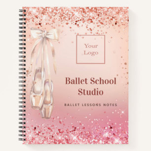 Rose gold Rosa Glitzer Tanzschule Logo Journal Notizblock