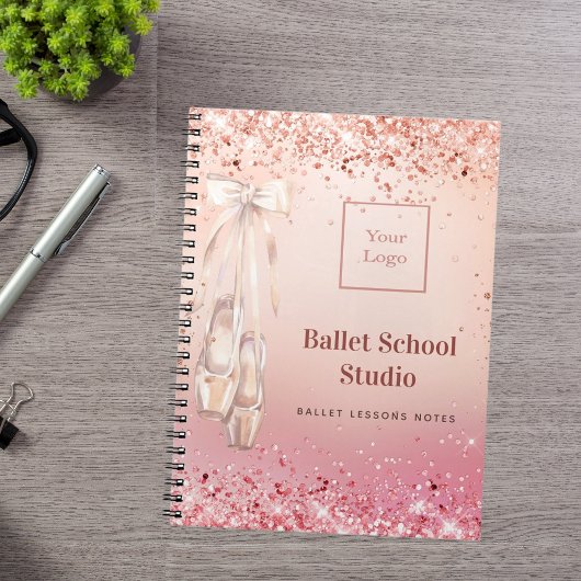 Rose gold Rosa Glitzer Tanzschule Logo Journal Notizblock