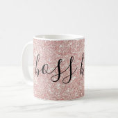 Rose Gold Rosa Glitzer und Sparkle Boss Babe Kaffeetasse (Vorderseite Links)