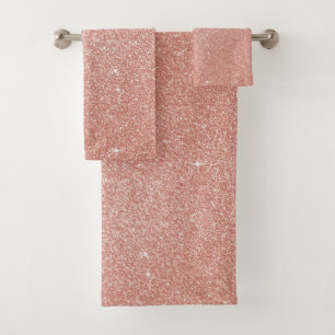 Rose Gold - Rosa Glitzer und Sparkor Badhandtuch Set