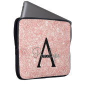 Rose Gold Rosa Glitzer und Sparkronen Monogramm Laptopschutzhülle (Vorne Rechts)
