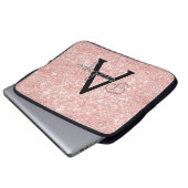 Rose Gold Rosa Glitzer und Sparkronen Monogramm Laptopschutzhülle (Vorne Knopf)