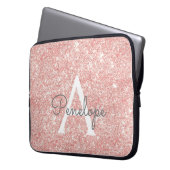 Rose Gold Rosa Glitzer und Sparkronen Monogramm Laptopschutzhülle (Vorderseite Links)