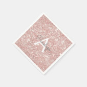Rose Gold Rosa Glitzer und Sparkronen Monogramm Serviette (Ecke)