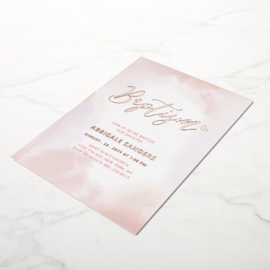 Rose Gold & Rosa Herzmuschel Folieneinladung (Gedreht)