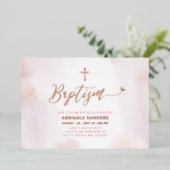 Rose Gold & Rosa Herzmuschel Folieneinladung (Stehend vorne)