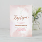 Rose Gold & Rosa Herzmuschel Folieneinladung (Stehend vorne)