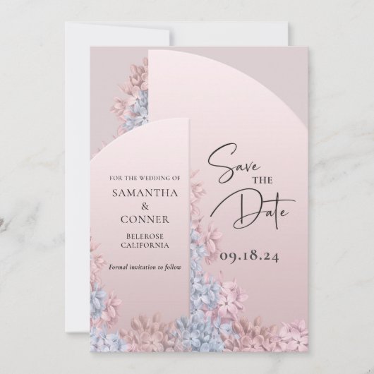 Rose Gold rosa Hyazinthen Frühling boho Save the D Date (Vorderseite)