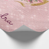 Rose Gold - Rosa Kittdruckerei Monogramm Geschenkpapier (Ecke)