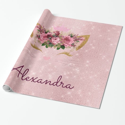 Rose Gold - Rosa Kittdruckerei Monogramm Geschenkpapier (Ungerollt)