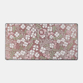 Rose Gold Rosa Kleine Rose Weiße Blume Schreibtischunterlage (Vorderseite)