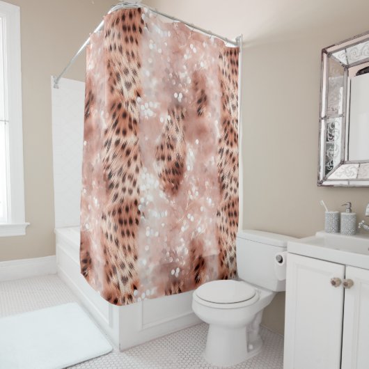 Rose Gold Rosa Leopard Sparkone Duschvorhang (Beispiel)