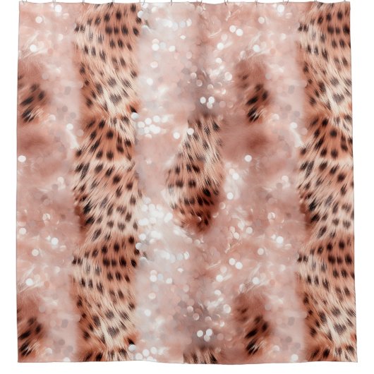 Rose Gold Rosa Leopard Sparkone Duschvorhang (Vorderseite)