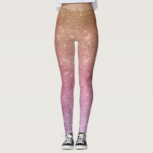 Rose Gold Rosa Lila Sparkasse Leggings (Vorderseite)