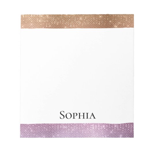 Rose Gold Rosa Lila Sparkasse Notizblock (Vorderseite)