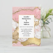 Rose Gold Rosa Marmor Abstrakte Hochzeit Einladung (Stehend Vorderseite)
