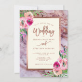 Rose Gold Rosa Marmor Blumenzwiebeln Einladung (Vorderseite)