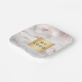 Rose Gold Rosa Marmor Firmenlogo Pappteller (Gewinkelt)