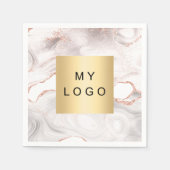 Rose Gold Rosa Marmor Firmenlogo Serviette (Vorderseite)