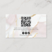 Rose Gold Rosa Marmormor Monogram QR Code Visitenkarte (Rückseite)