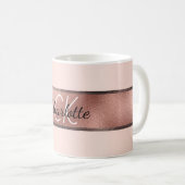 Rose Gold Rosa Metal Monogramm Initialen elegant Kaffeetasse (VorderseiteRechts)