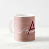 Rose Gold - Rosa Metallische Monogrammbezeichnung Kaffeetasse (Vorderseite Links)