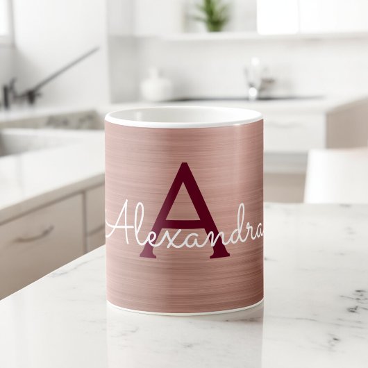 Rose Gold - Rosa Metallische Monogrammbezeichnung Kaffeetasse
