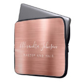 Rose Gold - Rosa Metallisches Monogramm-Geschäft Laptopschutzhülle (Vorderseite Links)