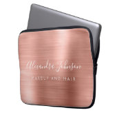 Rose Gold - Rosa Metallisches Monogramm-Geschäft Laptopschutzhülle (Vorderseite Links)