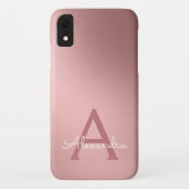 Rose Gold - Rosa Modernes Monogramm Case-Mate iPhone Hülle (Rückseite)