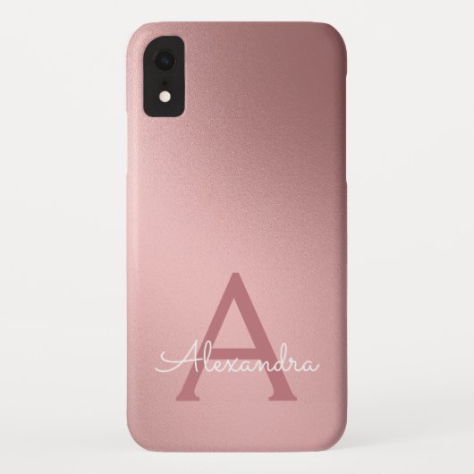 Rose Gold - Rosa Modernes Monogramm Case-Mate iPhone Hülle (Rückseite)