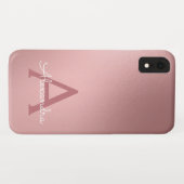 Rose Gold - Rosa Modernes Monogramm Case-Mate iPhone Hülle (Rückseite (Horizontal))