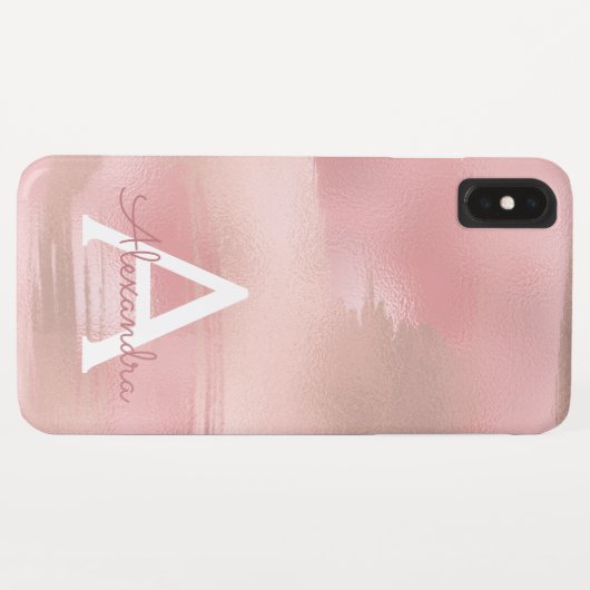 Rose Gold - Rosa Modernes Monogramm Case-Mate iPhone Hülle (Rückseite (Horizontal))
