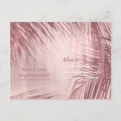 Rose Gold Rosa Palmen Save the Date Ankündigungspostkarte (Rückseite)