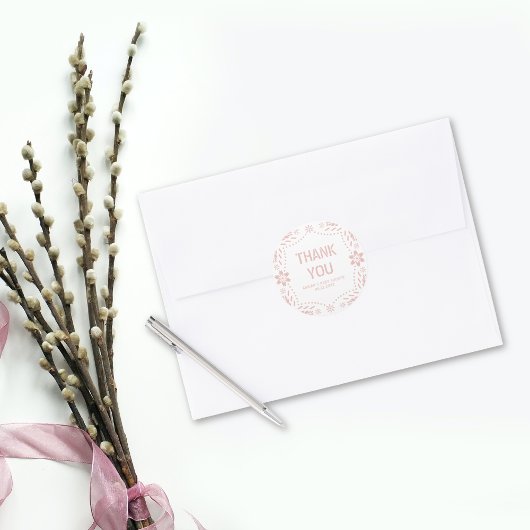 Rose gold Rosa Papel picado Danke Baby Dusche Runder Aufkleber