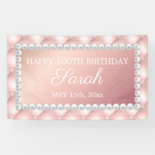 Rose Gold Rosa Perlen 100. Geburtstag Banner