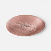 Rose Gold - Rosa Rosa Foil Moderne Hochzeit Pappteller (Schrägansicht)