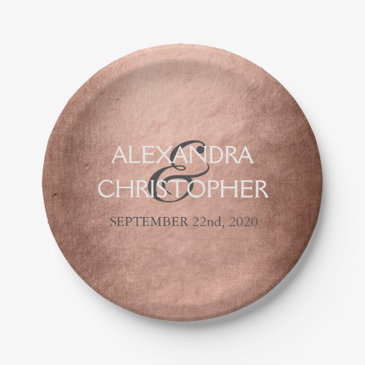 Rose Gold - Rosa Rosa Foil Moderne Hochzeit Pappteller (Vorderseite)