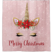 Rose Gold - Rosa Rosa Frohe Weihnachtsfeier Duschvorhang (Vorderseite)