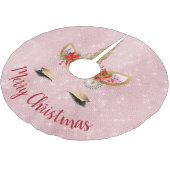 Rose Gold - Rosa Rosa Frohe Weihnachtsfeier Polyester Weihnachtsbaumdecke (Schrägansicht)