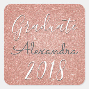 Rose Gold - Rosa Rosa Glitzer 2018 Graduate Quadratischer Aufkleber