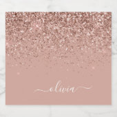 Rose Gold Rosa Rosa Glitzer Chic Monogram Name Alkoholflaschenetikett (Einzelnes Label)