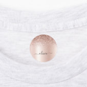 Rose Gold - Rosa Rosa Glitzer Metal Monogramm Name Etiketten (Befestigt)