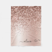Rose Gold - Rosa Rosa Glitzer Metal Monogramm Name Fleecedecke (Vorderseite)