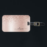 Rose Gold - Rosa Rosa Glitzer Metal Monogramm Name Gepäckanhänger<br><div class="desc">Rose Gold - Schwarz rosa Imitate Folie Glitzer aus metallischem Sparkle mit Monogramm-Namen und Anfangsbeutel oder Gepäckmarke aus gebürstetem Metall. Das macht den perfekten 16 Geburtstag,  Hochzeit,  Brautparty,  Jubiläum,  Babydusche oder Junggeselinnen-Abschied Geschenk für jemanden,  der Lieben glamourösen Luxus und schicke Stile.</div>